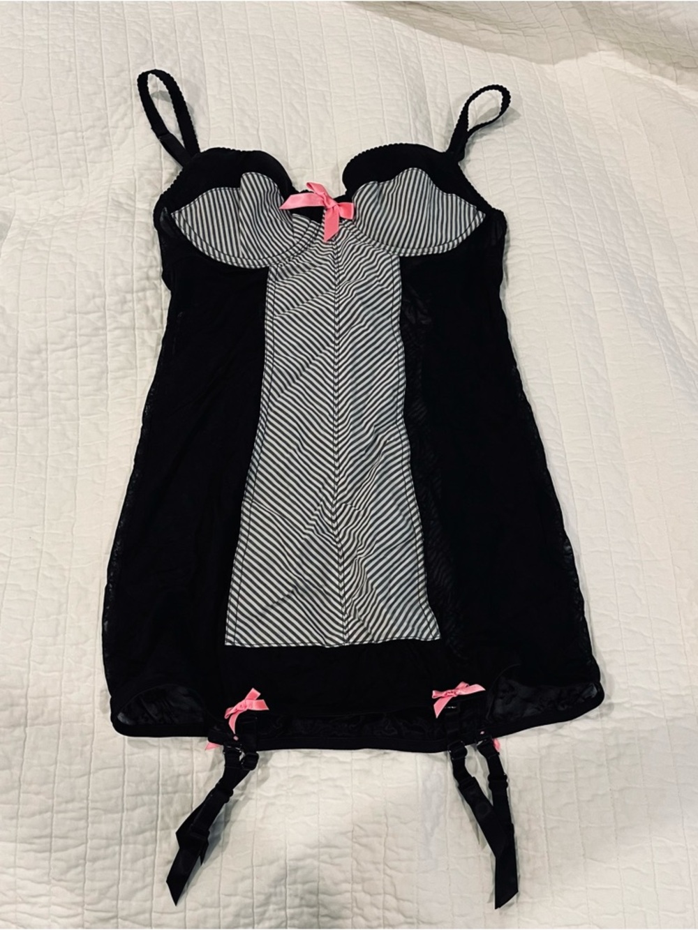 Victoria's Secret Black Chemise with Pink Accents